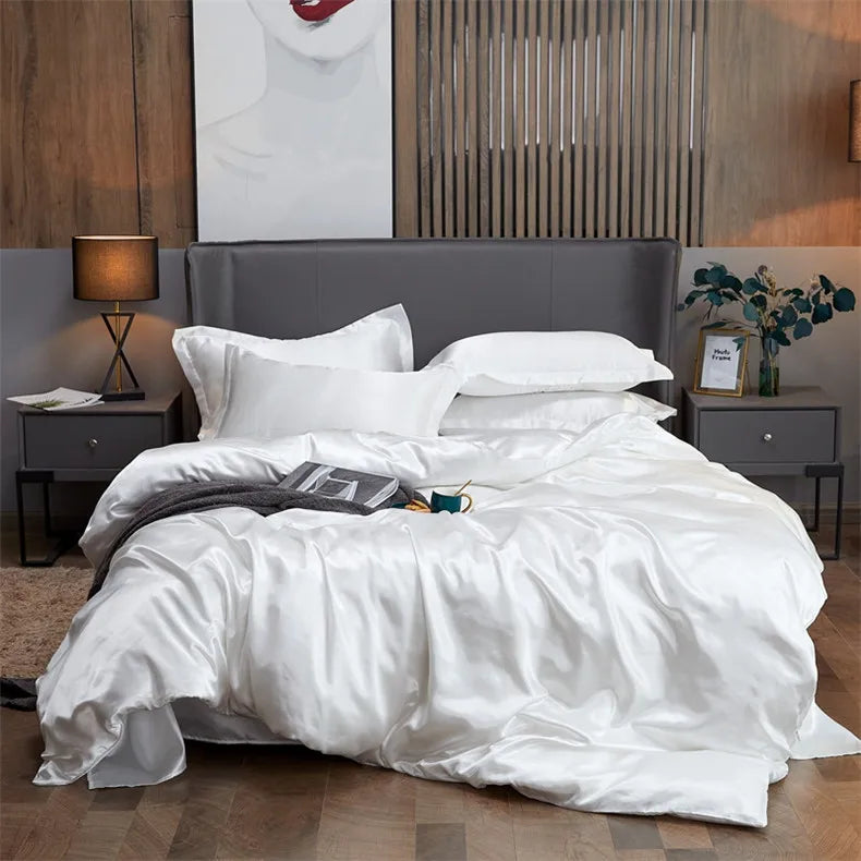 DecorBites™ Luxurious Rayon Satin Solid Color Bedding Set