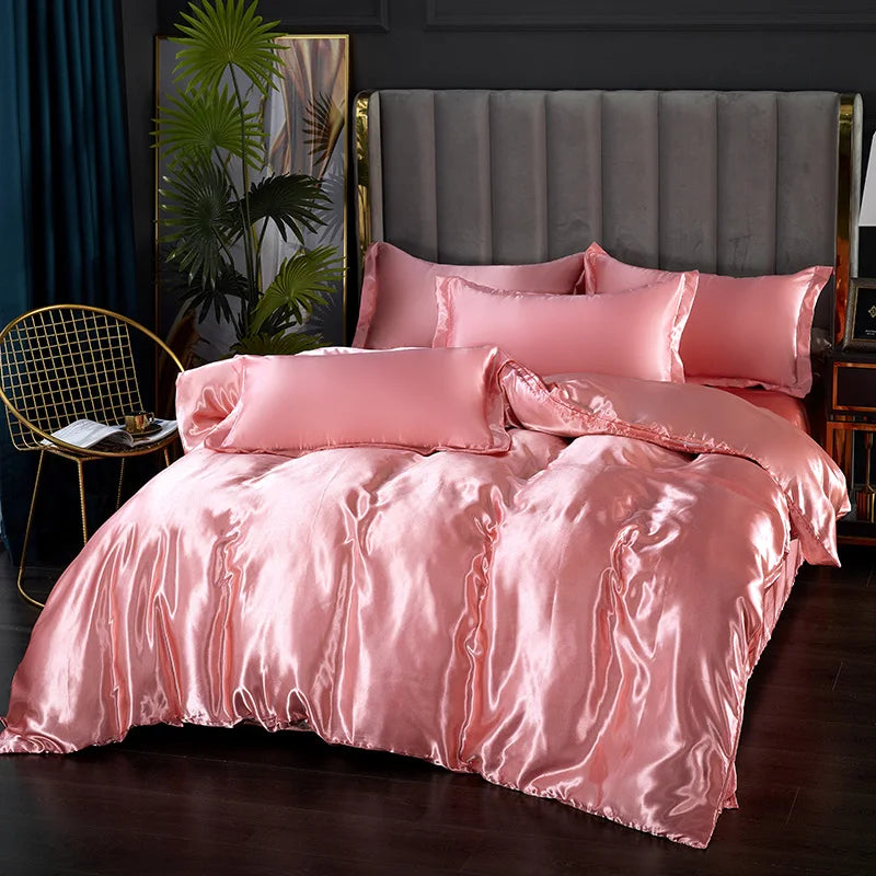 DecorBites™ Luxurious Silk Bedding Set for Double Size
