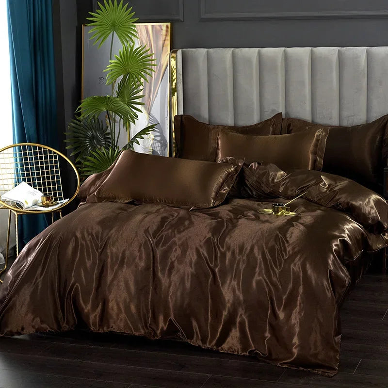 DecorBites™ Luxurious Silk Bedding Set for Double Size