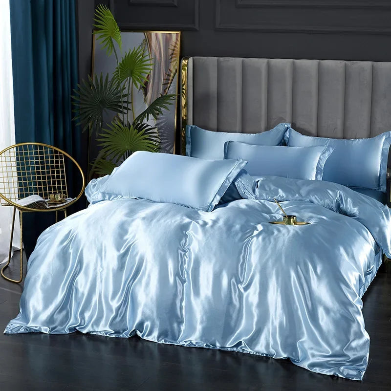 DecorBites™ Luxurious Silk Bedding Set for Double Size