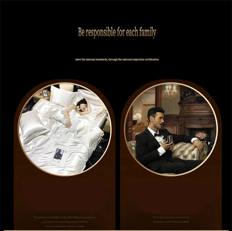 DecorBites™ Luxurious Silk Bedding Set with Sheets
