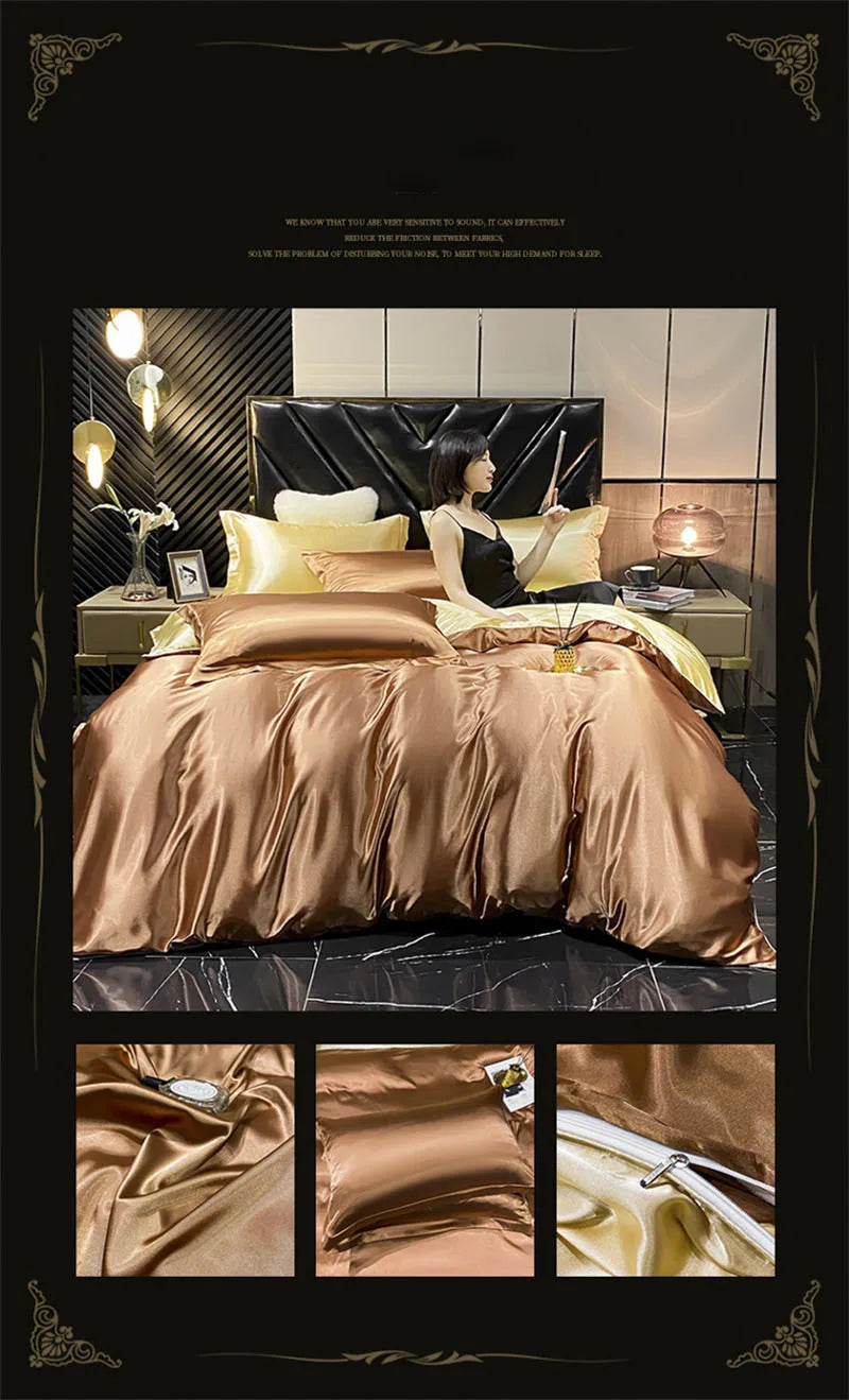 DecorBites™ Luxurious Silk Bedding Set with Sheets, Queen/King Size