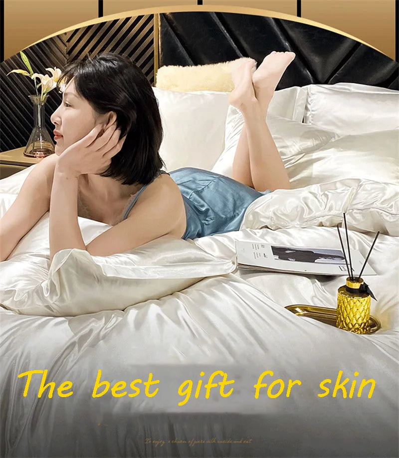 DecorBites™ Luxurious Silk Bedding Set with Sheets, Queen/King Size