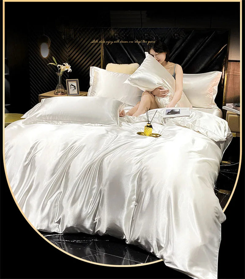 DecorBites™ Luxurious Silk Queen Size Bedding Set