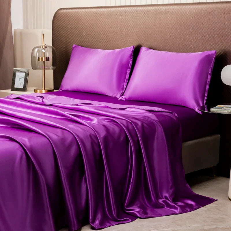 DecorBites™ Luxurious Solid Color Satin Bedding Set