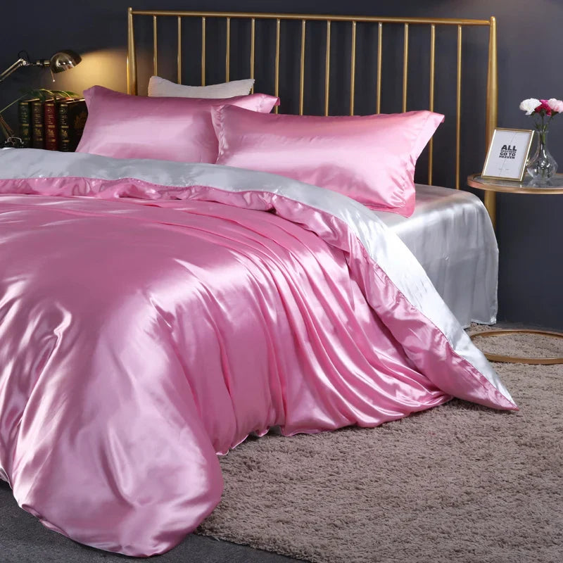 DecorBites™ Luxurious Solid Color Silk Bedding Set