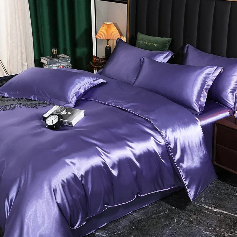 DecorBites™ Luxurious Solid Color Silk Bedding Set