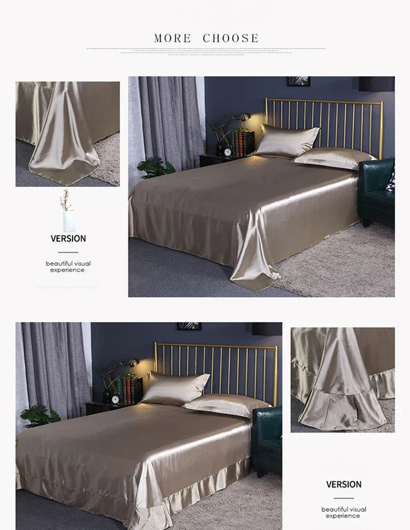 DecorBites™ Luxurious Solid Color Silk Bedding Set
