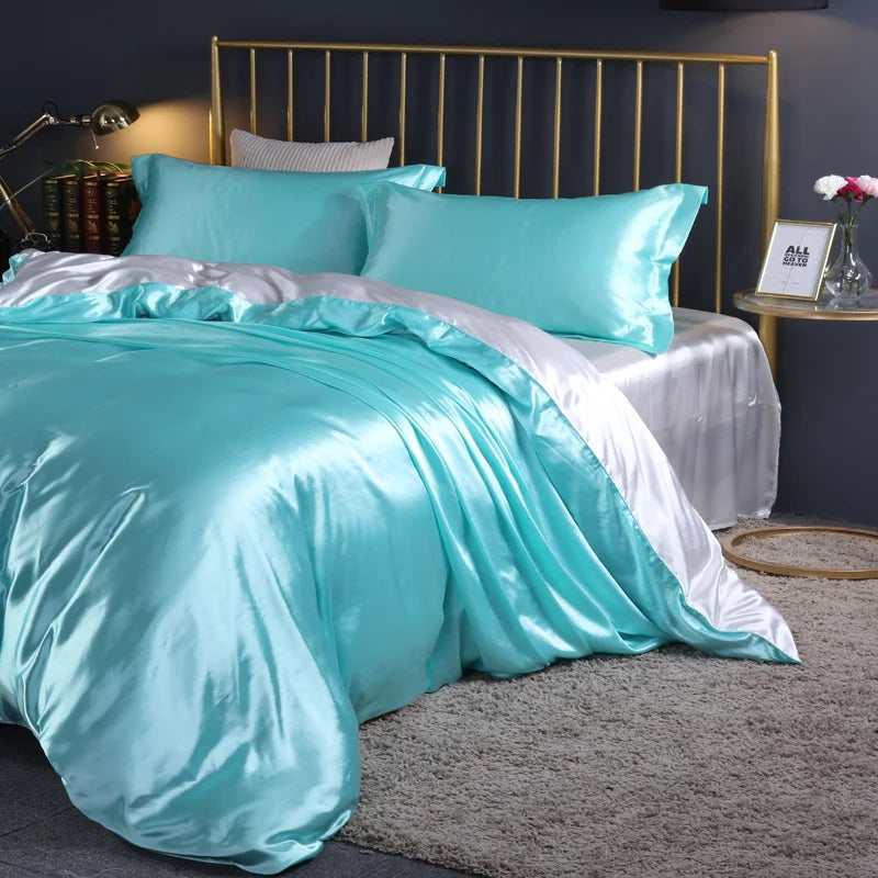 DecorBites™ Luxurious Solid Color Silk Bedding Set
