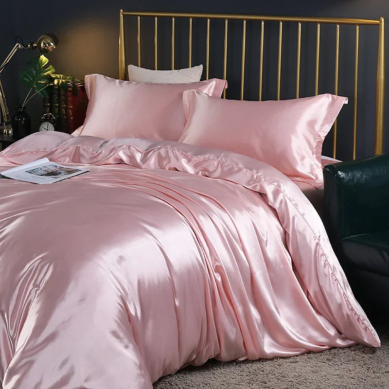 DecorBites™ Luxurious Solid Color Silk Bedding Set
