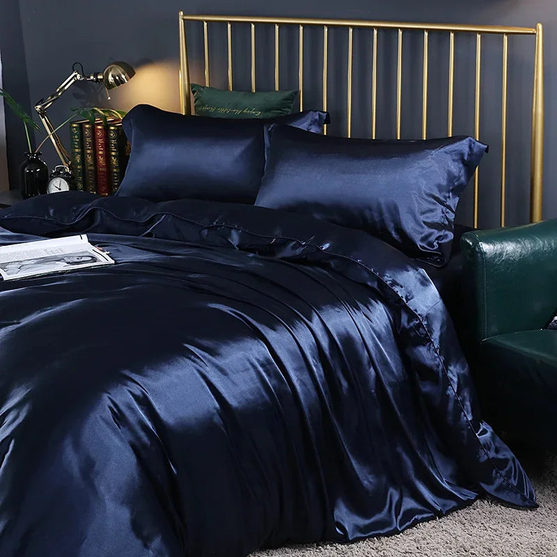 DecorBites™ Luxurious Solid Color Silk Bedding Set