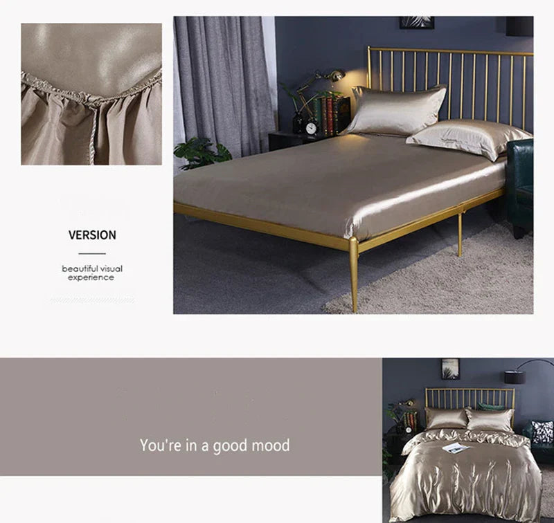 DecorBites™ Luxurious Solid Color Silk Bedding Set