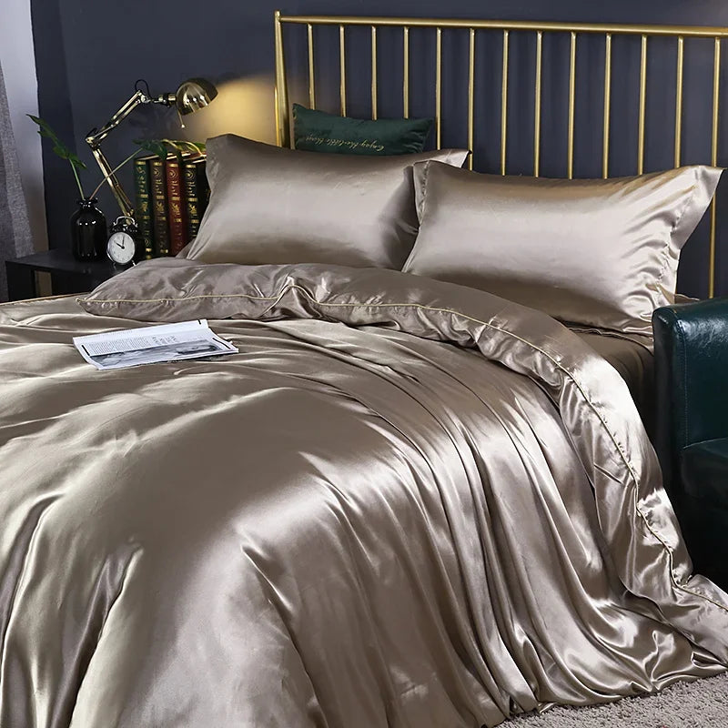 DecorBites™ Luxurious Solid Color Silk Bedding Set
