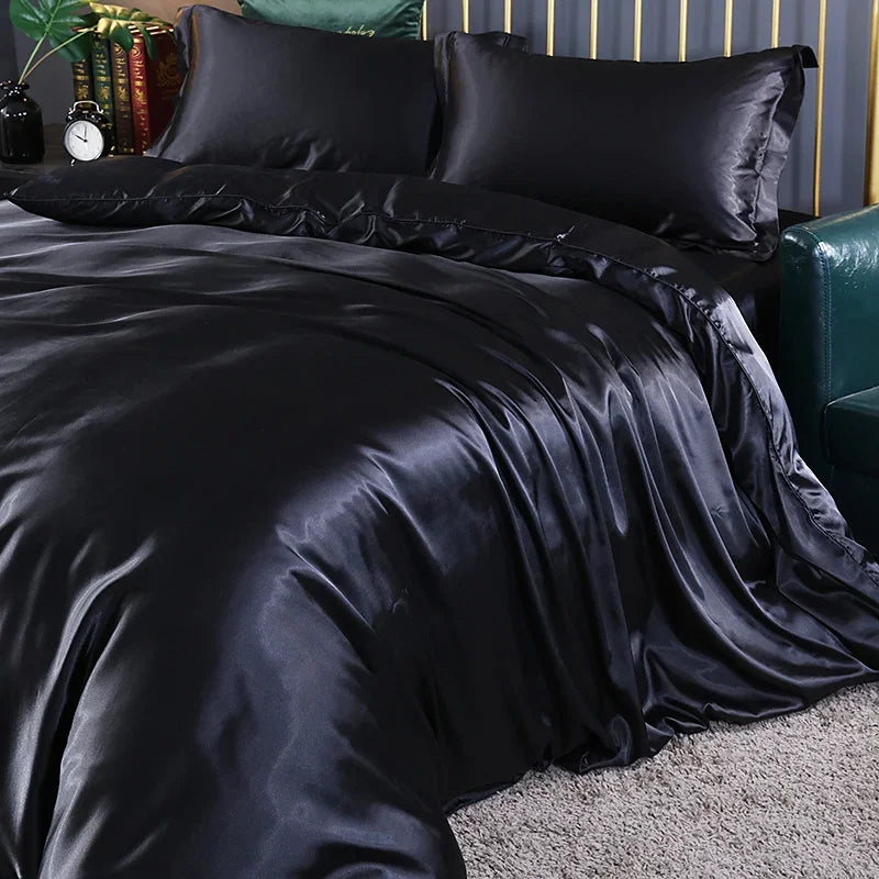 DecorBites™ Luxurious Solid Color Silk Bedding Set