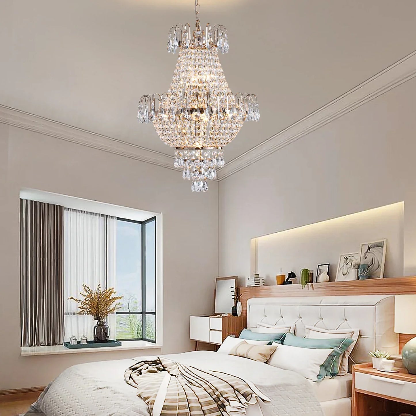 DecorBites™ Luxury Crystal Chandelier Copper Color 7-Light Fixture