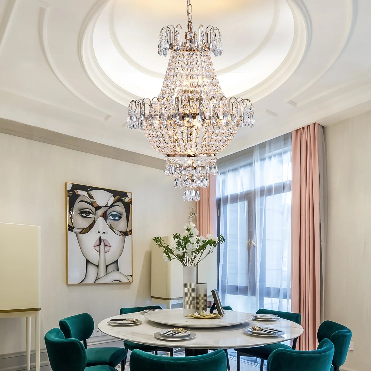 DecorBites™ Luxury Crystal Chandelier Copper Color 7-Light Fixture