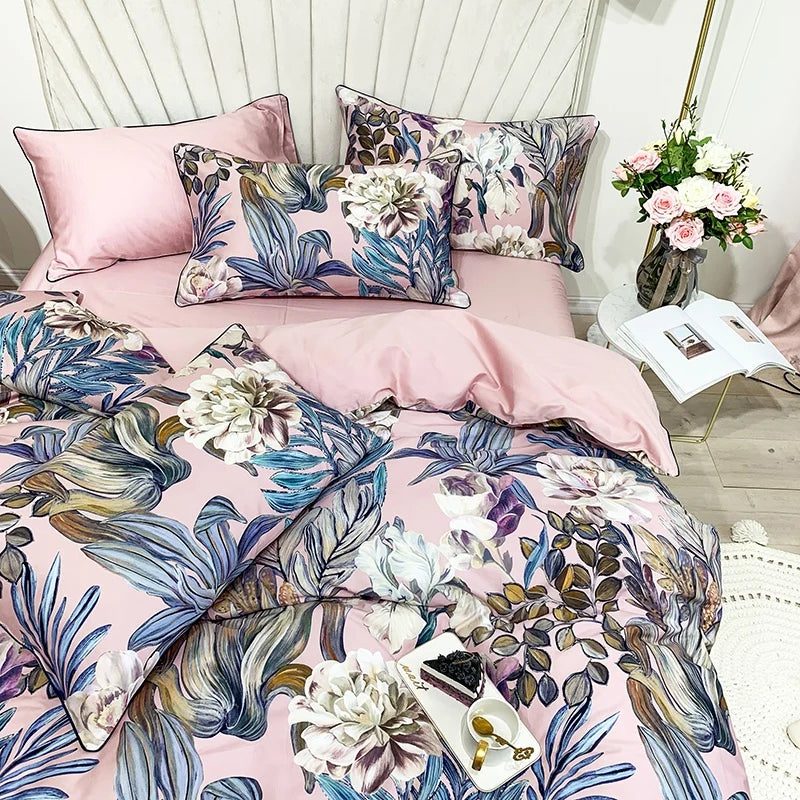 DecorBites™ Luxury Egyptian Cotton Bedding Set - Flamingo Leaf