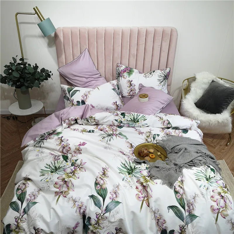 DecorBites™ Luxury Egyptian Cotton Bedding Set - Flamingo Leaf