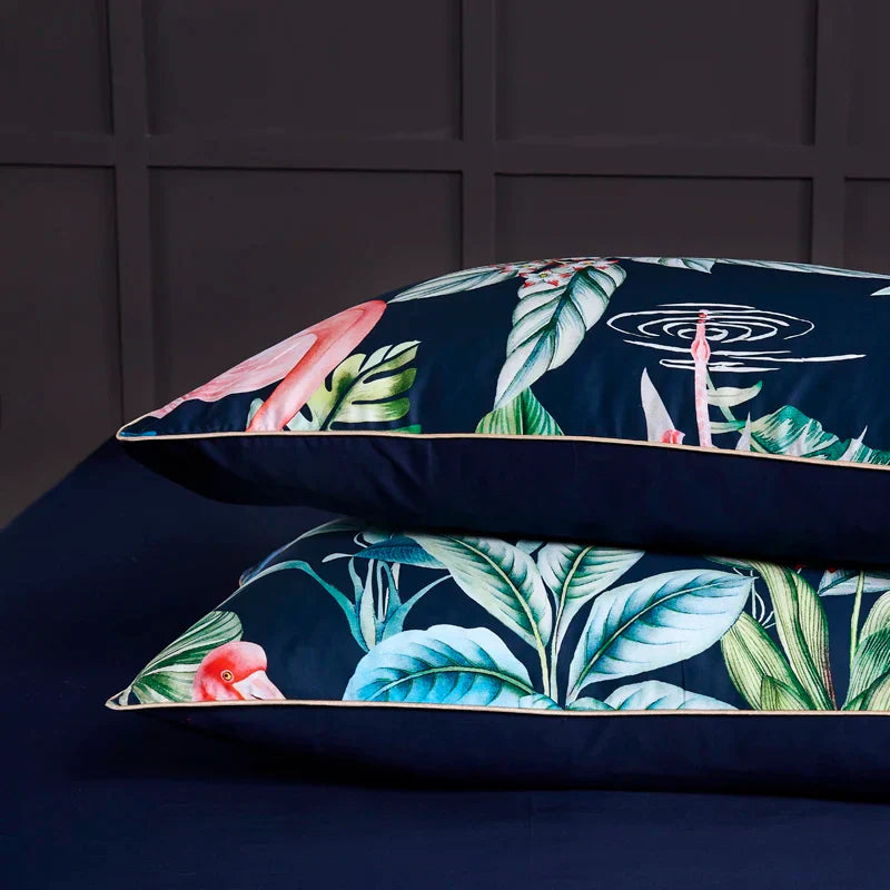 DecorBites™ Luxury Egyptian Cotton Bedding Set - Flamingo Leaf