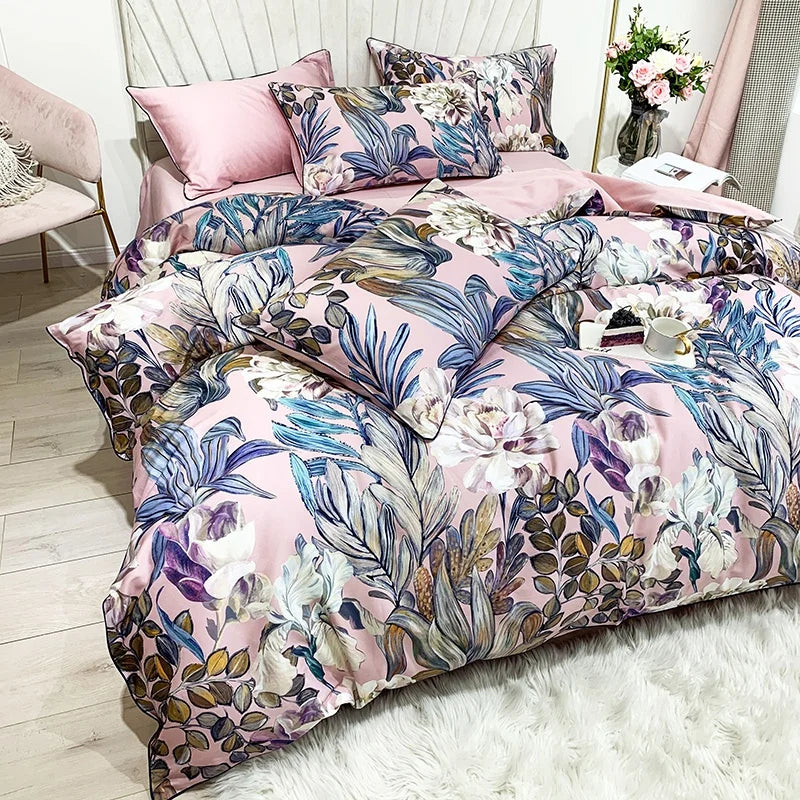 DecorBites™ Luxury Egyptian Cotton Bedding Set - Flamingo Leaf
