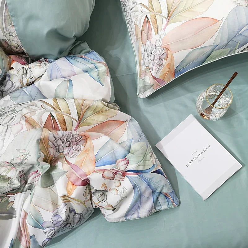 DecorBites™ Luxury Egyptian Cotton Bedding Set - Flamingo Leaf
