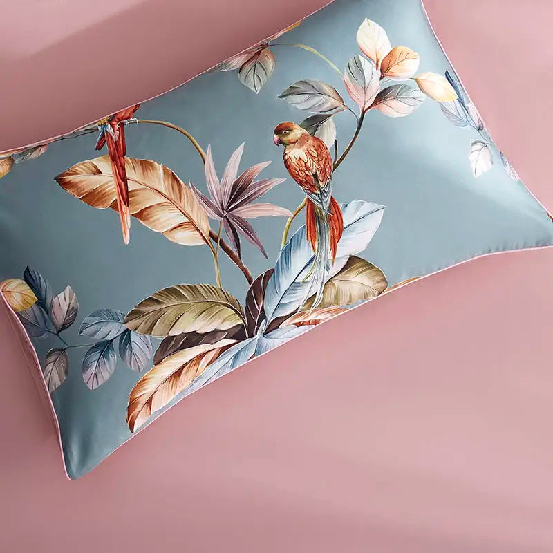 DecorBites™ Luxury Egyptian Cotton Bedding Set - Flamingo Leaf