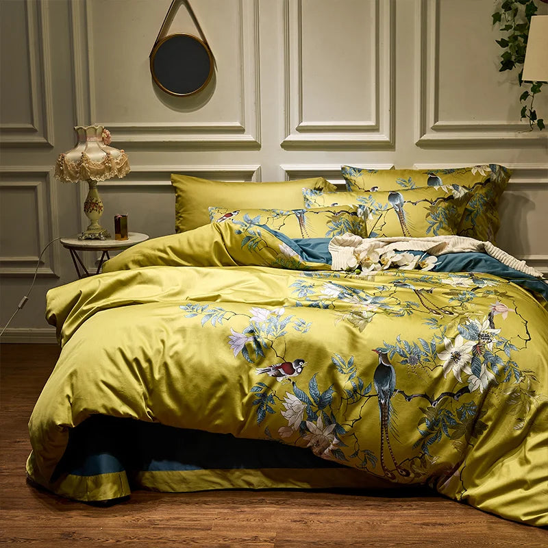 DecorBites™ Luxury Egyptian Cotton Bedding Set - Flamingo Leaf