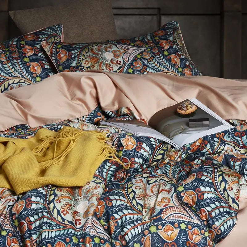 DecorBites™ Luxury Egyptian Cotton Bedding Set - Flamingo Leaf