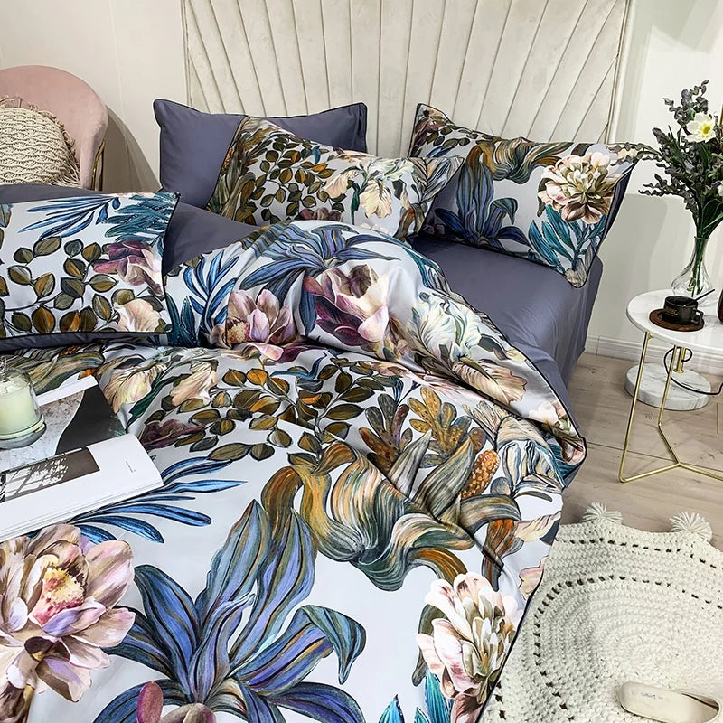 DecorBites™ Luxury Egyptian Cotton Bedding Set - Flamingo Leaf