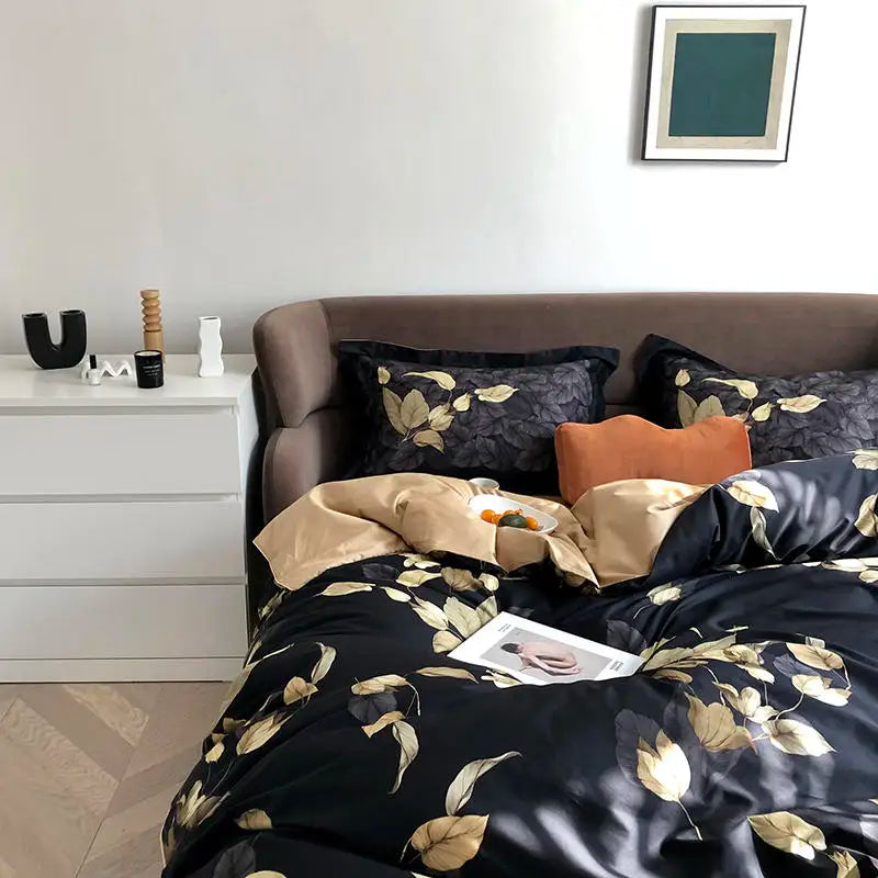 DecorBites™ Luxury Egyptian Cotton Bedding Set - Flamingo Leaf
