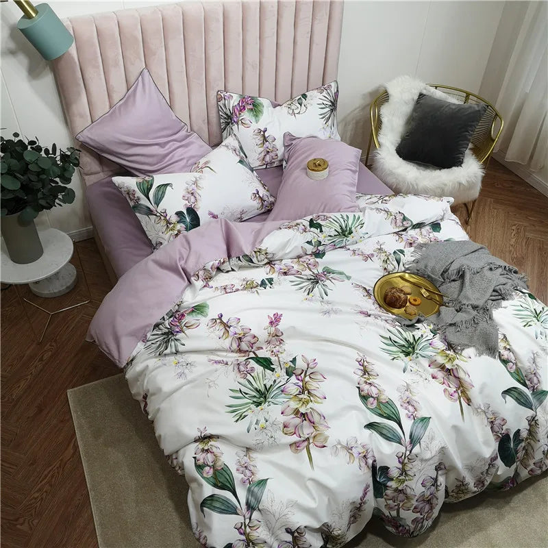DecorBites™ Luxury Egyptian Cotton Bedding Set - Flamingo Leaf