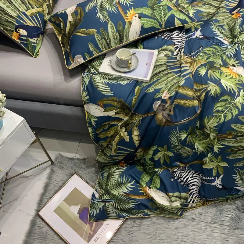 DecorBites™ Luxury Egyptian Cotton Bedding Set - Flamingo Leaf