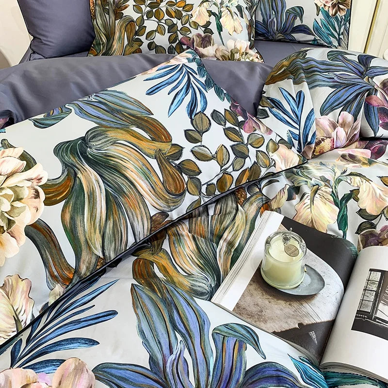 DecorBites™ Luxury Egyptian Cotton Bedding Set - Flamingo Leaf