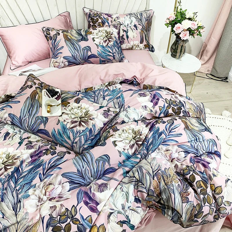 DecorBites™ Luxury Egyptian Cotton Bedding Set - Flamingo Leaf