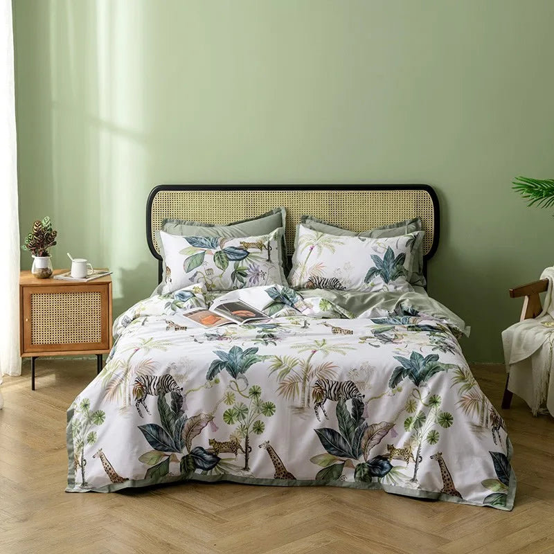 DecorBites™ Luxury Egyptian Cotton Bedding Set - Flamingo Leaf
