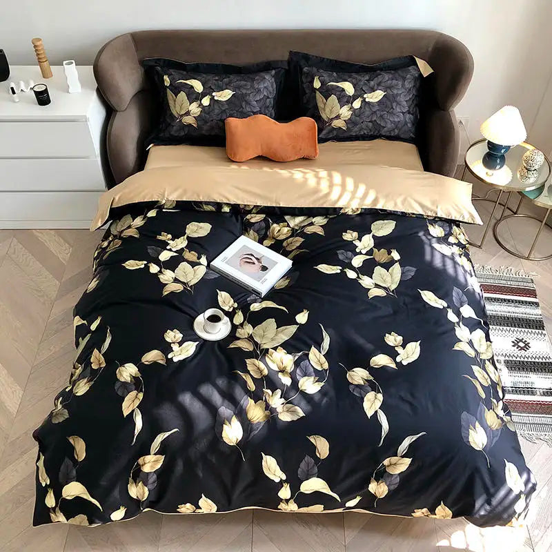 DecorBites™ Luxury Egyptian Cotton Bedding Set - Flamingo Leaf