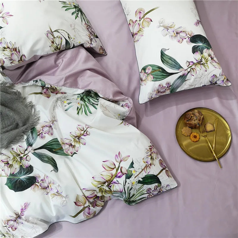 DecorBites™ Luxury Egyptian Cotton Bedding Set - Flamingo Leaf