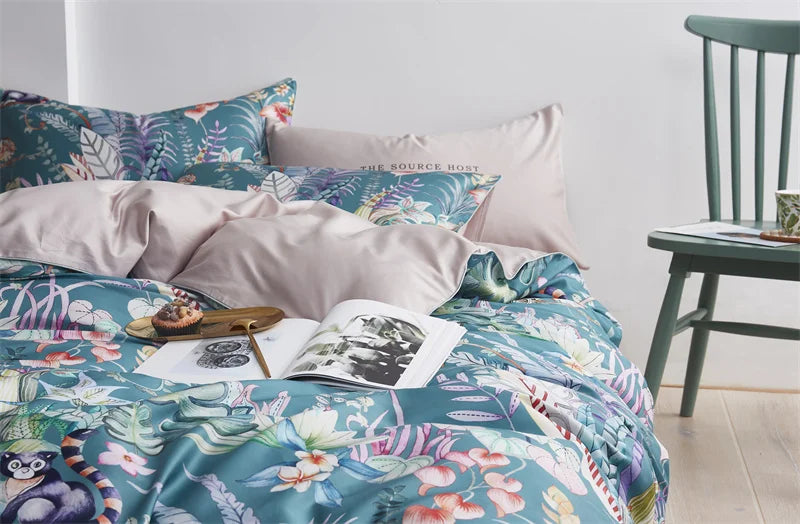 DecorBites™ Luxury Egyptian Cotton Bedding Set - Flamingo Leaf