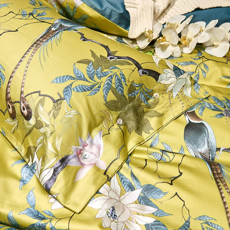 DecorBites™ Luxury Egyptian Cotton Bedding Set - Flamingo Leaf