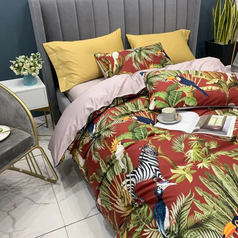 DecorBites™ Luxury Egyptian Cotton Bedding Set with Flamingo Design