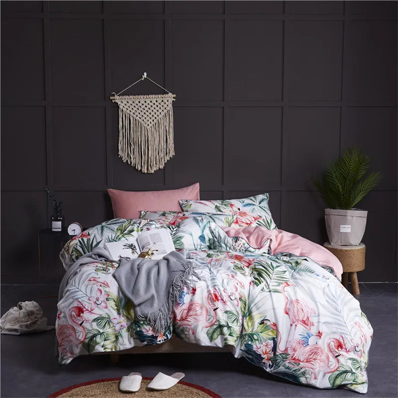 DecorBites™ Luxury Egyptian Cotton Bedding Set with Flamingo Design