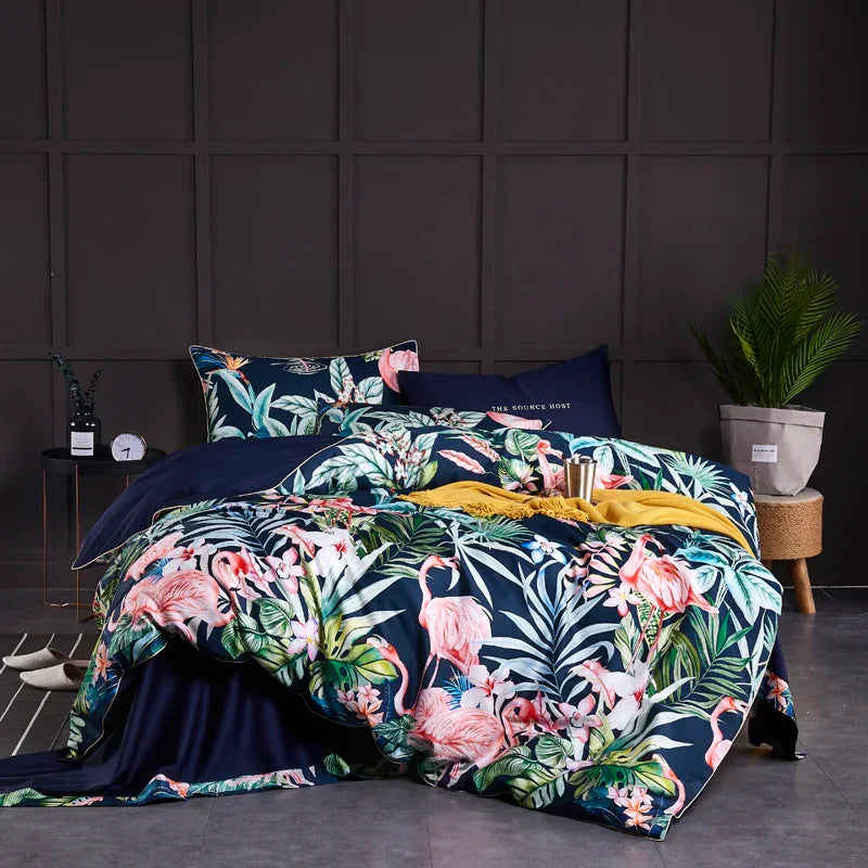 DecorBites™ Luxury Egyptian Cotton Bedding Set with Flamingo Design