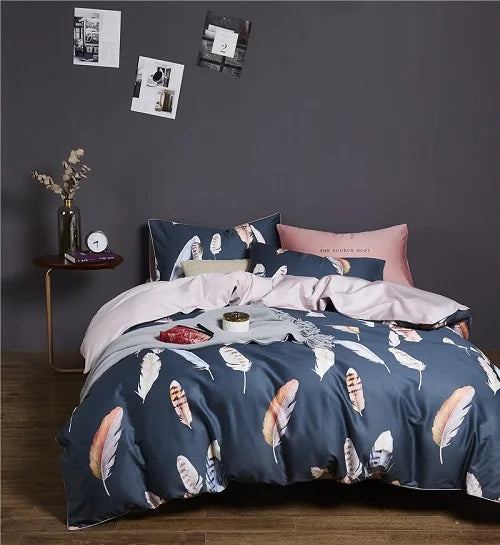 DecorBites™ Luxury Flamingo Leaf Bedding Set | Cotton | Queen & King Size