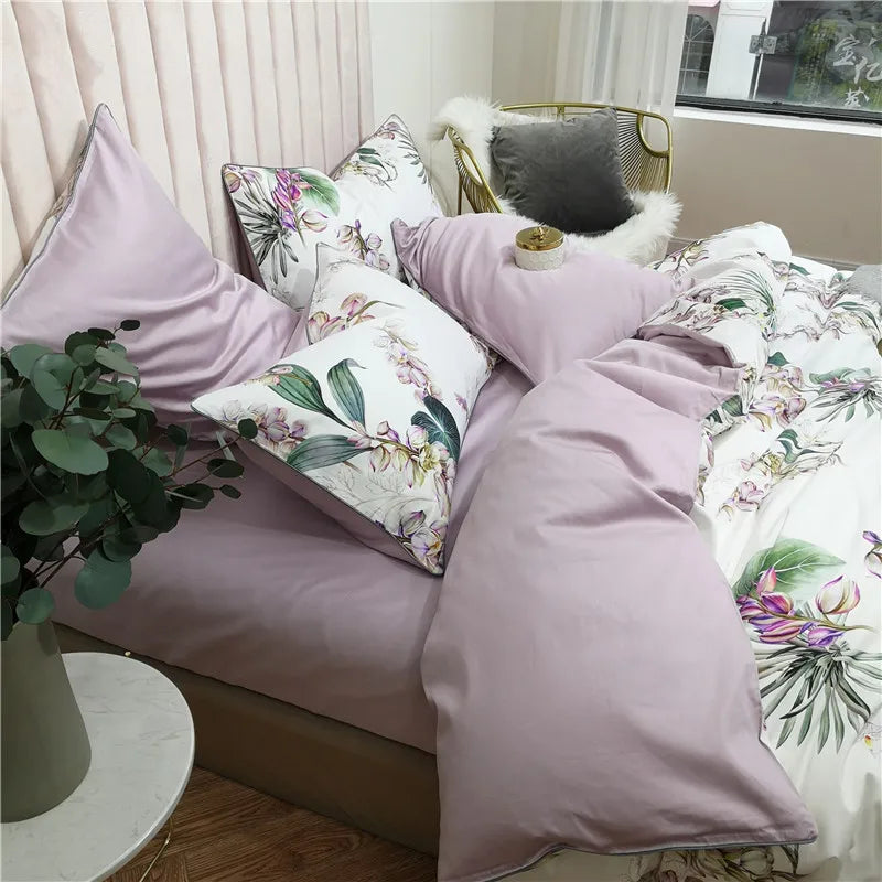 DecorBites™ Luxury Flamingo Leaf Bedding Set | Cotton | Queen & King Size
