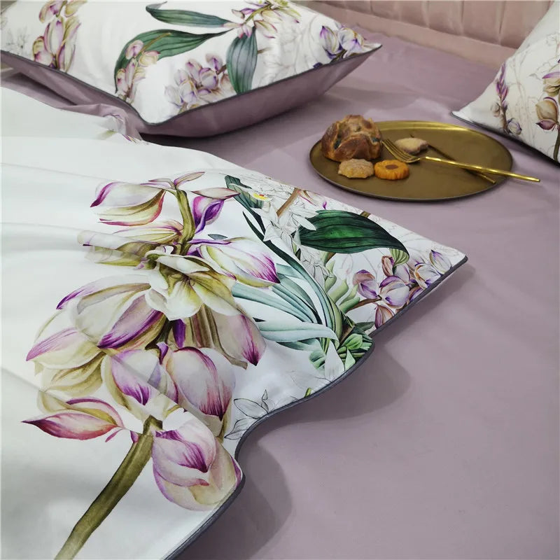 DecorBites™ Luxury Flamingo Leaf Bedding Set | Cotton | Queen & King Size
