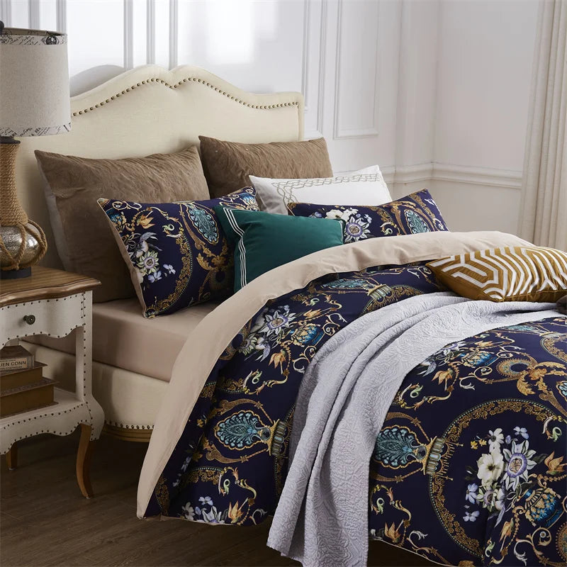 DecorBites™ Luxury Flamingo Leaf Bedding Set | Cotton | Queen & King Size