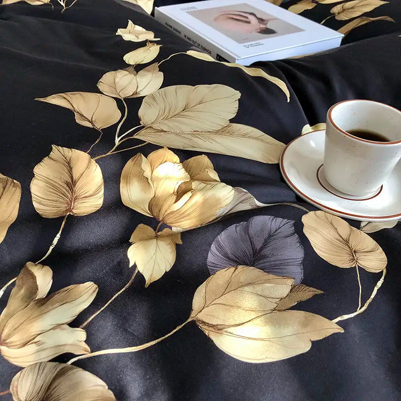DecorBites™ Luxury Flamingo Leaf Bedding Set | Cotton | Queen & King Size