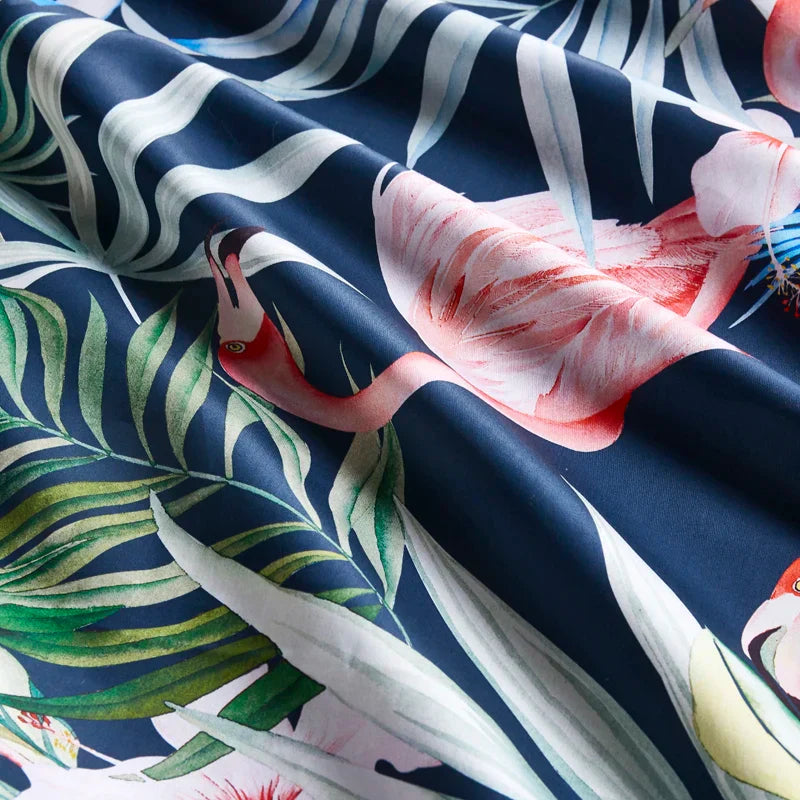 DecorBites™ Luxury Flamingo Leaf Bedding Set | Cotton | Queen & King Size