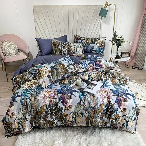 DecorBites™ Luxury Flamingo Leaf Bedding Set | Cotton | Queen & King Size