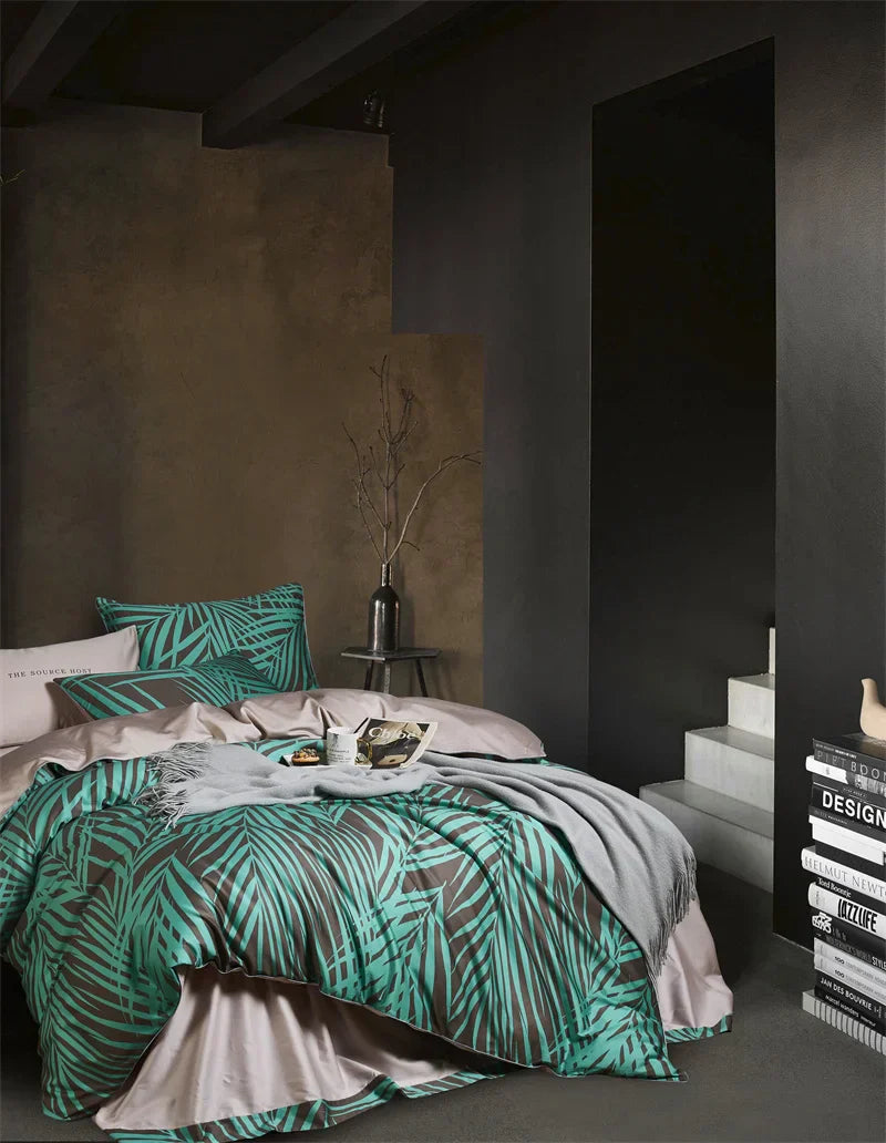 DecorBites™ Luxury Flamingo Leaf Bedding Set | Cotton | Queen & King Size